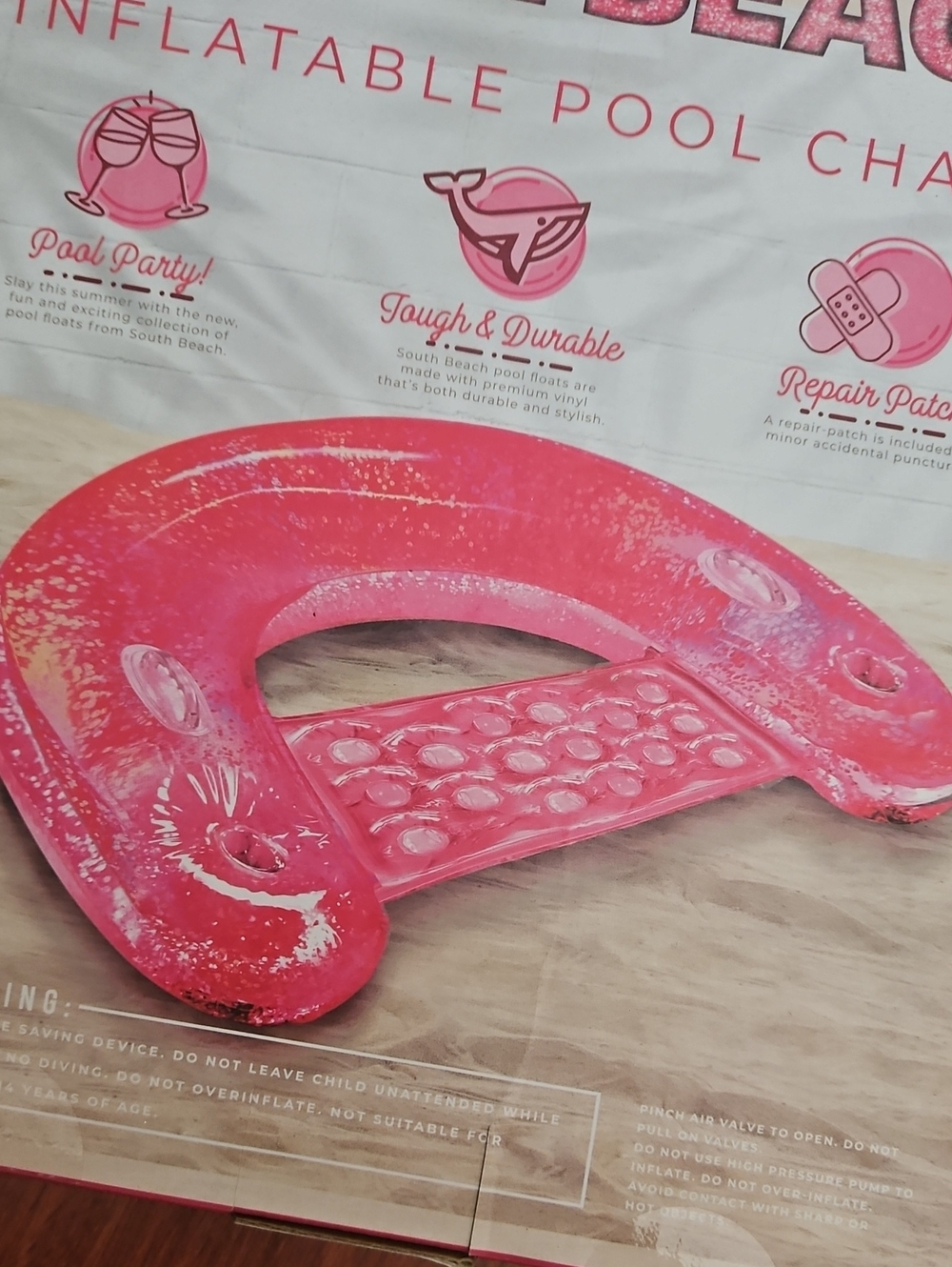 LUXE LAGOIN COLLECTION SOUTH BEACH Inflatable Pool Chair Premium Pink Glitter